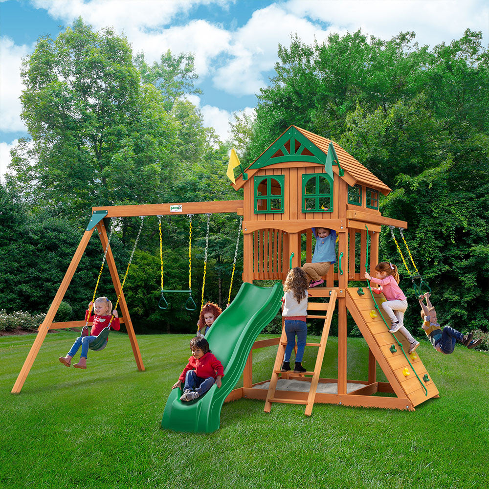 Outing w/ Trapeze Bar Swing Set Outing w/ Trapeze Bar Swing Set