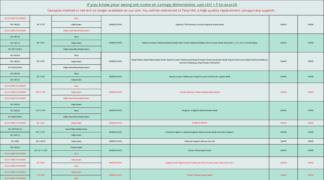 Replacement Canopy Replacement Canopy