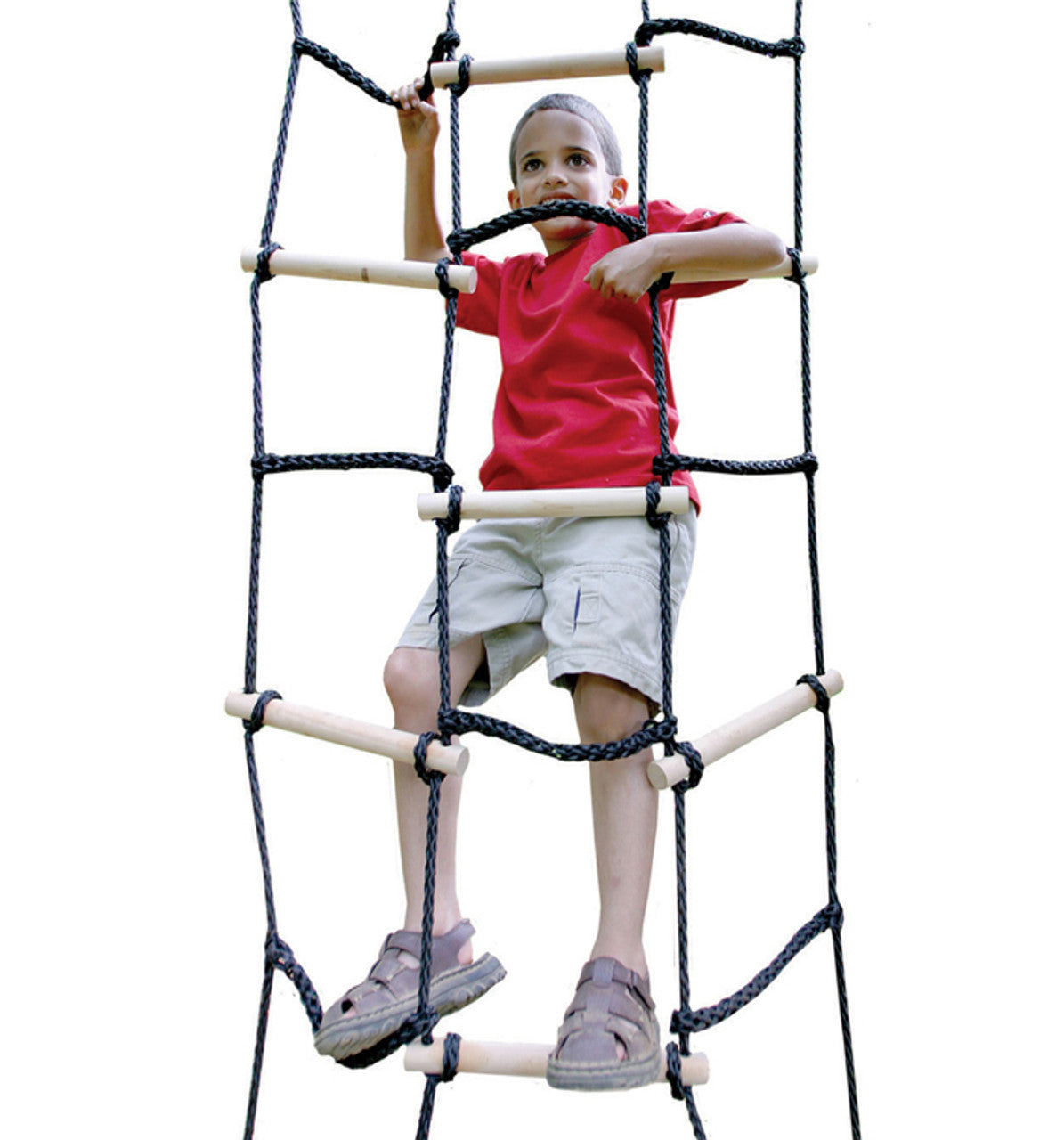 Child climbing cargo net Child climbing cargo net