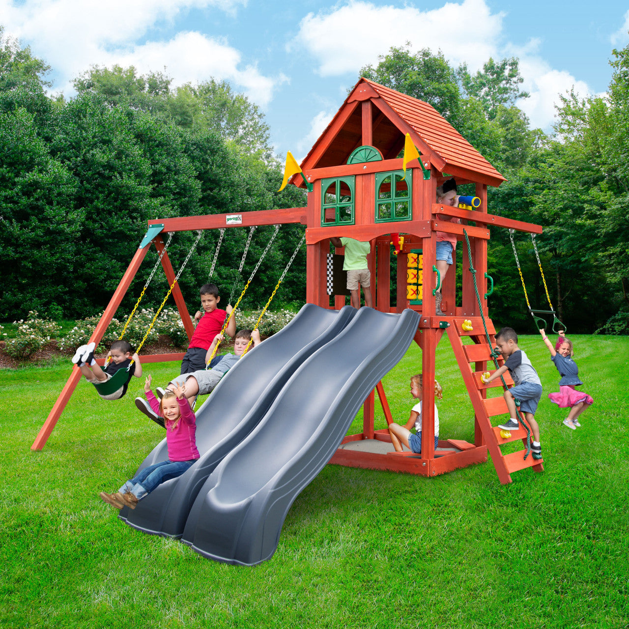 Adventure Wave Swing Set w/ Grey Slides Adventure Wave Swing Set w/ Grey Slides
