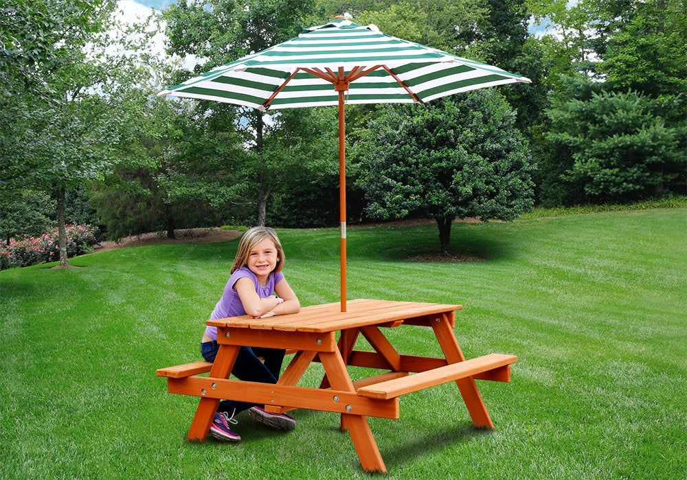 Lifestyle image of children's picnic table by Gorilla Playsets.