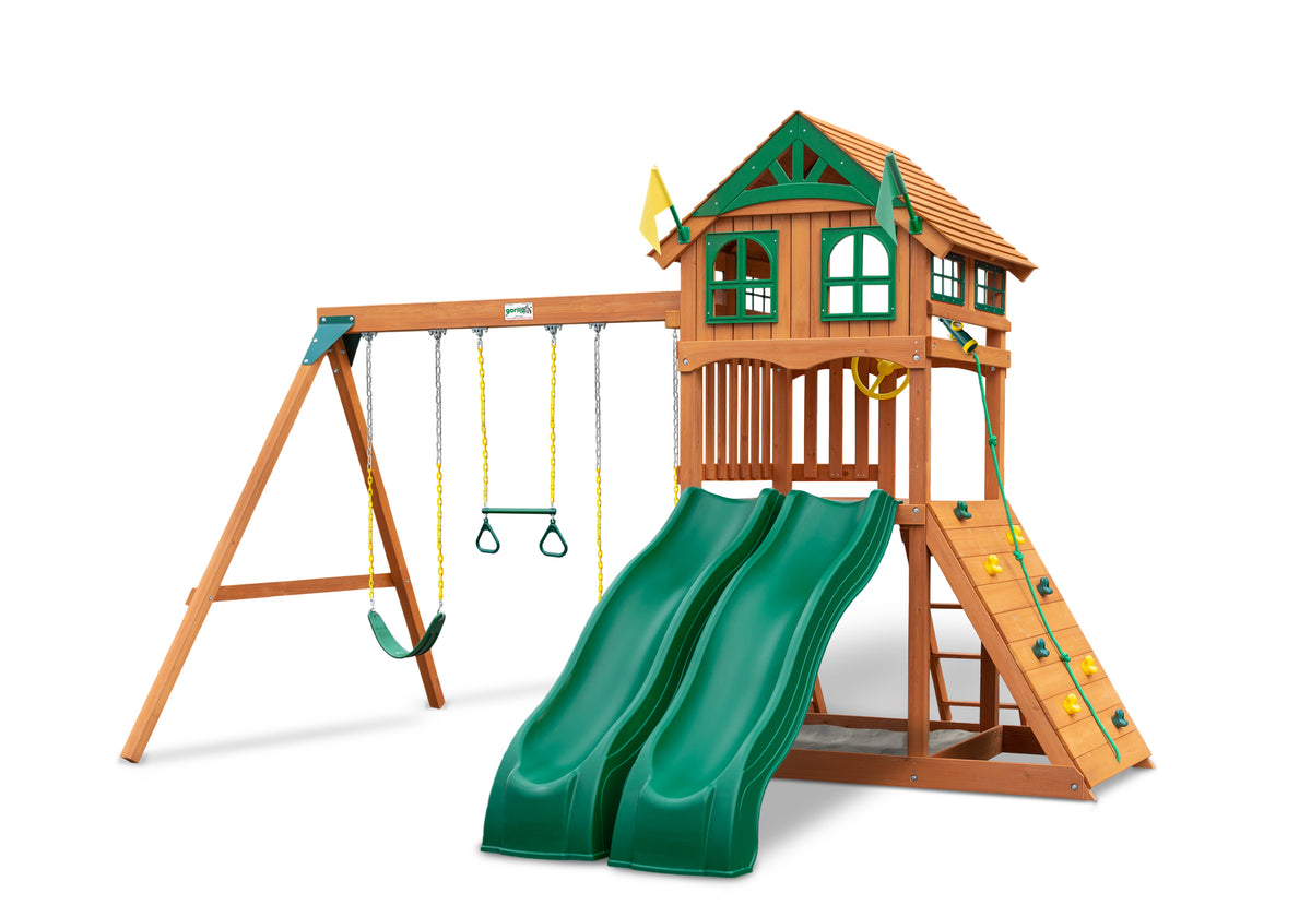 Outing Wooden Swing Set with Dual Slides | Gorilla Playsets
