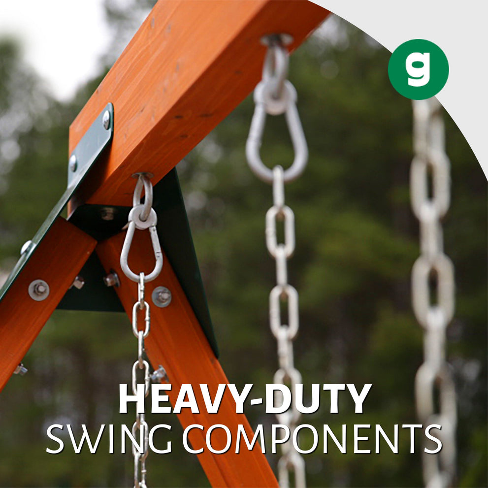 Basic Wooden Swing Set with Slide & Rock Wall | Gorilla Playsets