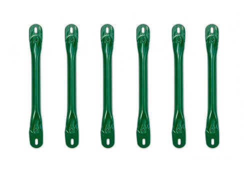Studio shot of 13 7/8" Green Metal Ladder or Monkey Bar Rungs 6 Pack from Gorilla Playsets.