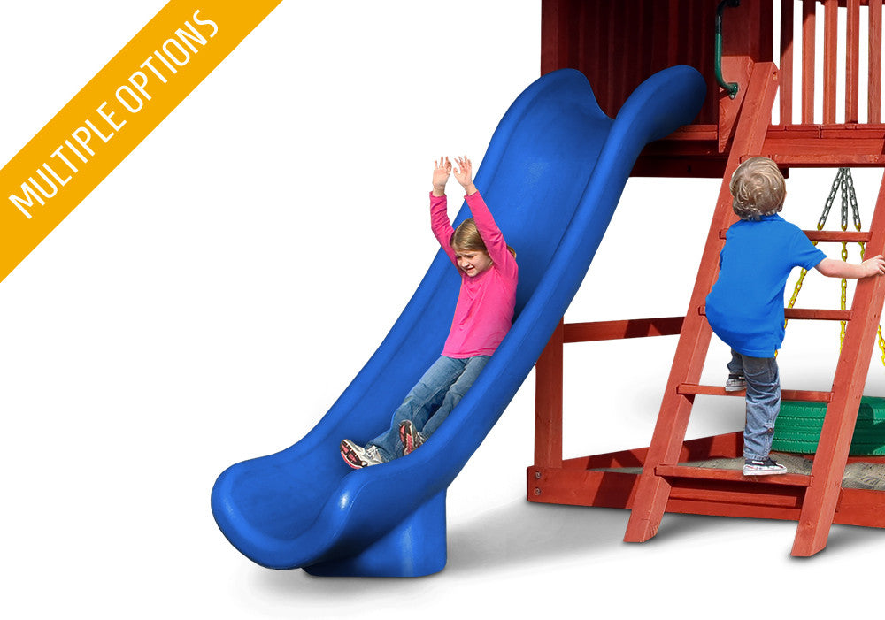 Studio shot of blue Super Scoop Slide from Gorilla Playsets