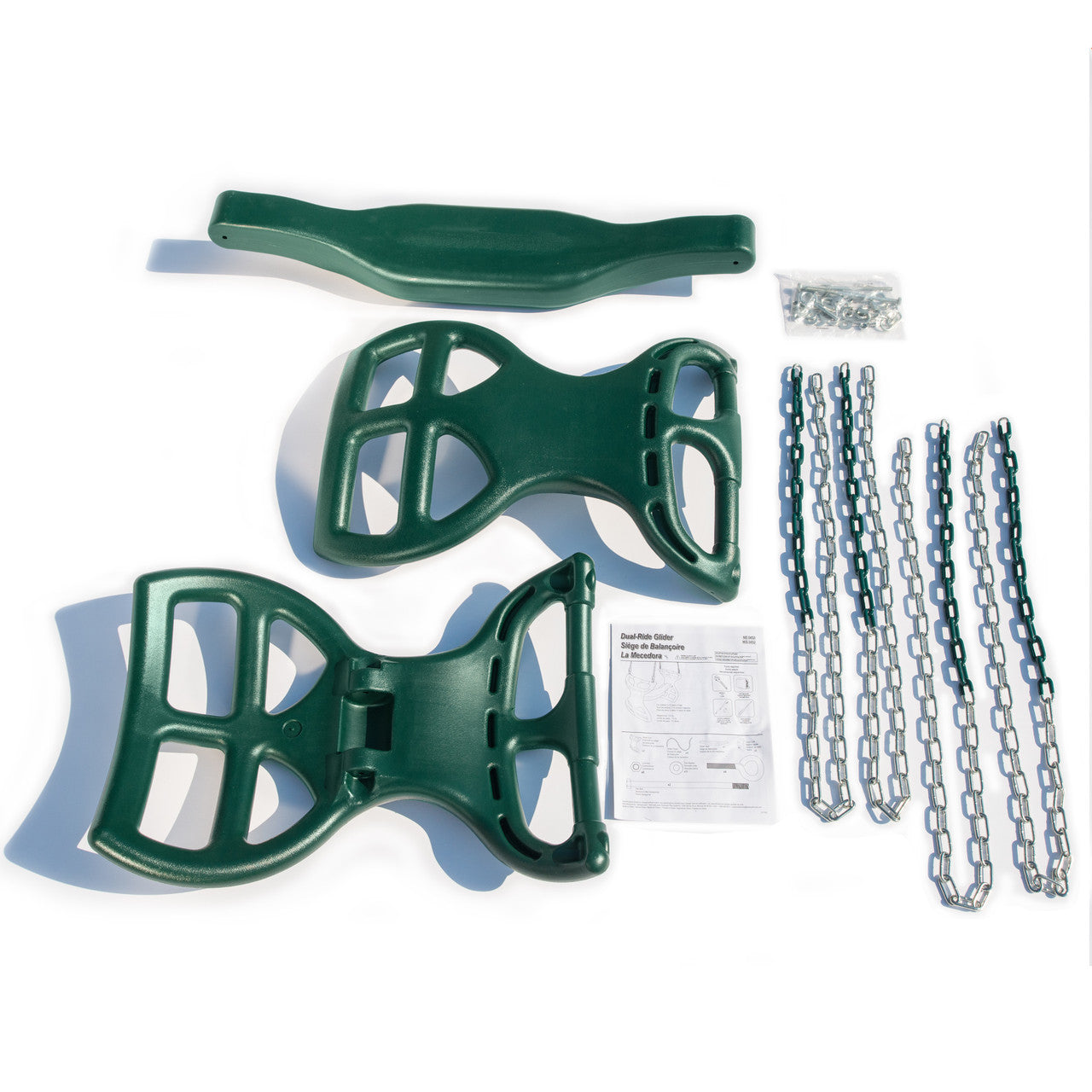 Box contents of the Double Glider Swing from Gorilla Playsets.
