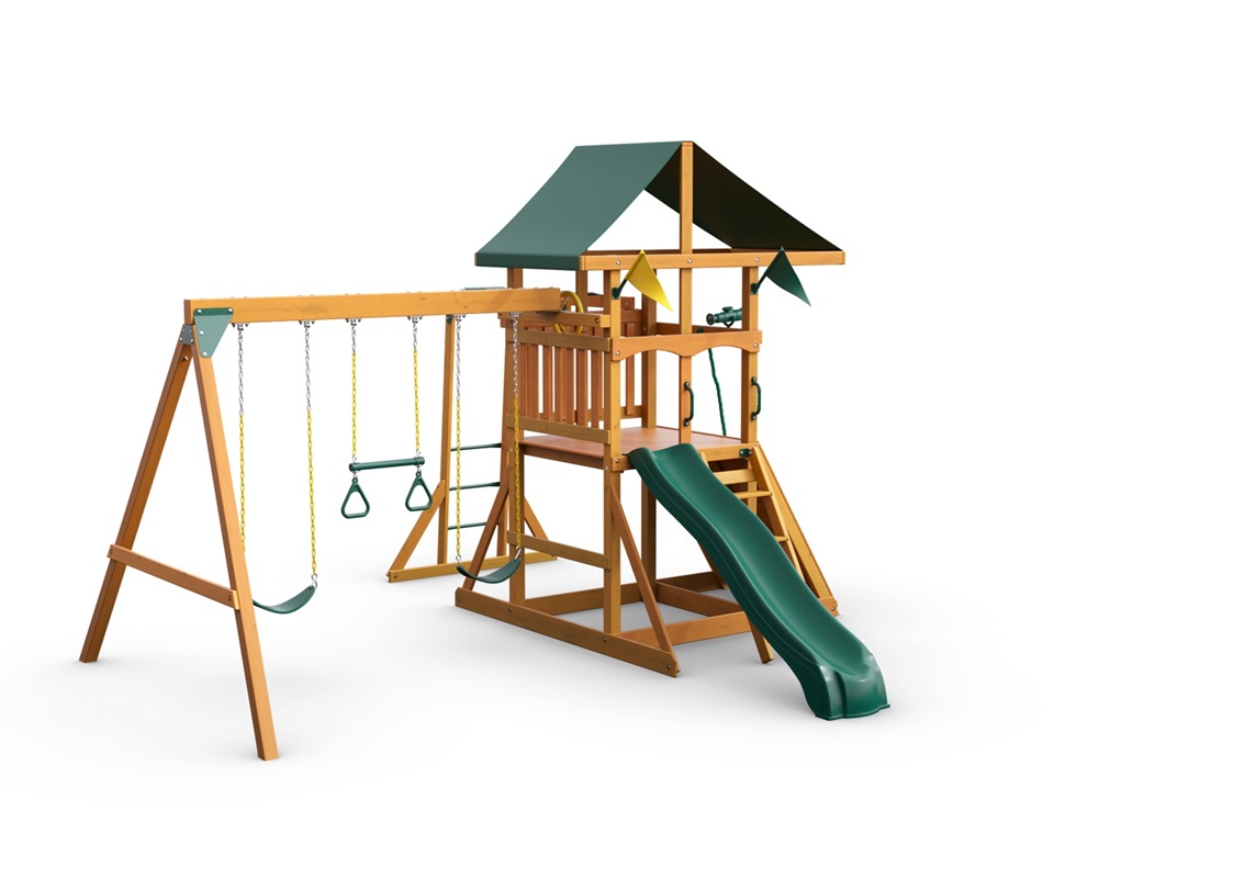 Outing With Monkey Bars Swing Set, Wooden Swing Set With Monkey Bars And Slide